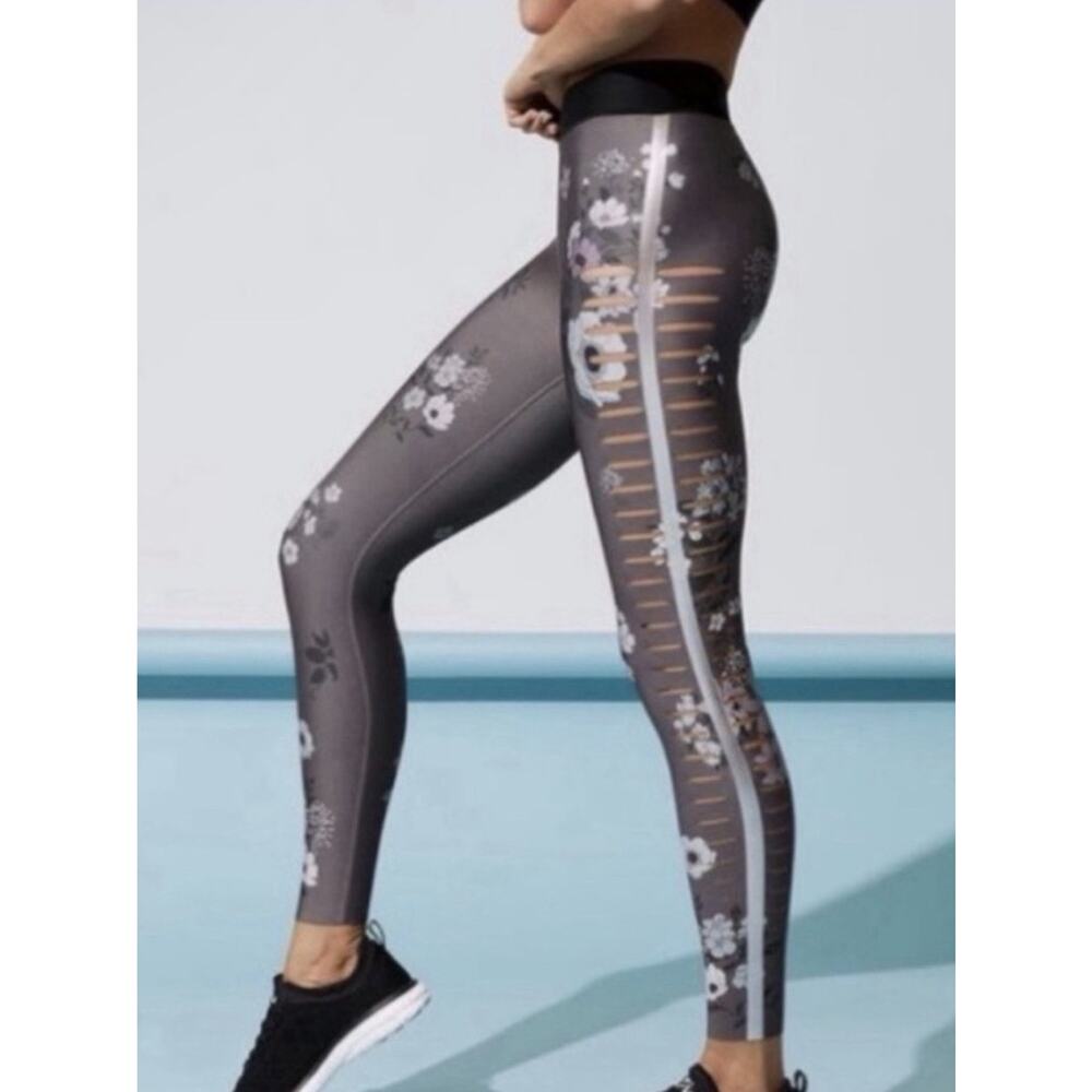 ultracor Gray Floral Mesh-Panel Leggings